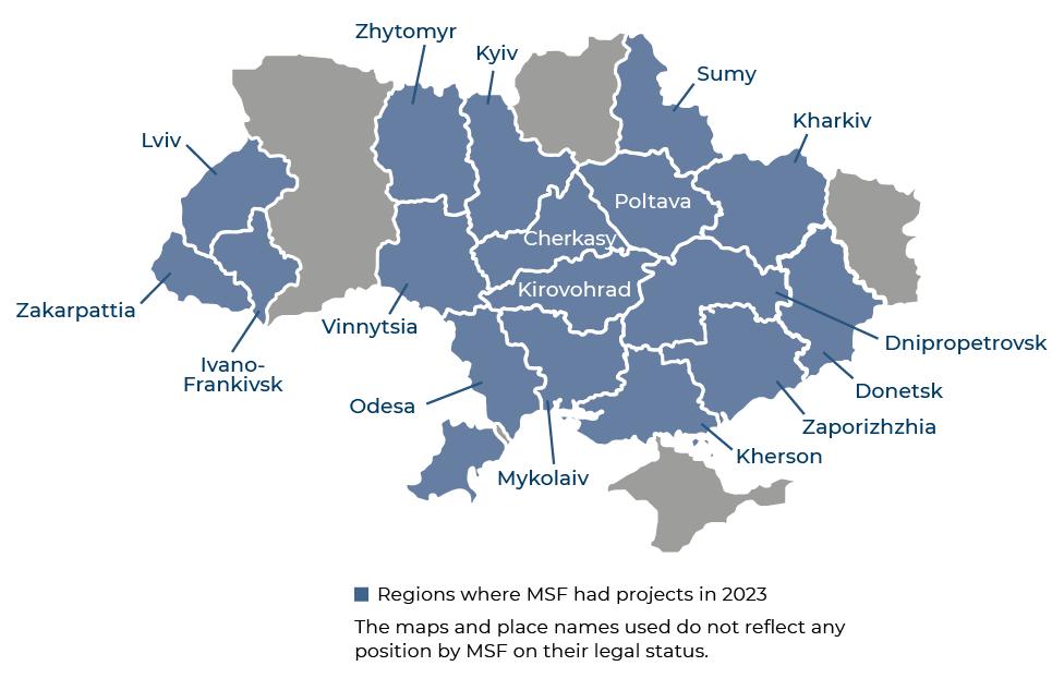 Régions où MSF était présente en 2023