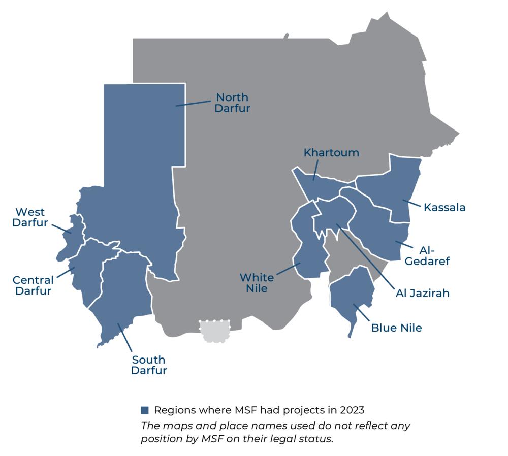 Régions où MSF était présente en 2023